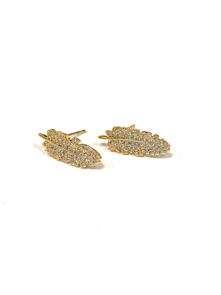 Gold/Diamonté Leaf Earrings 6441