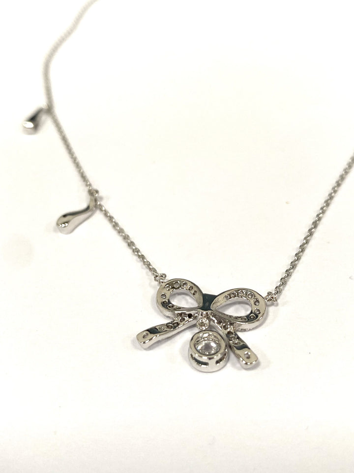 Silver Bow Delicate Necklace