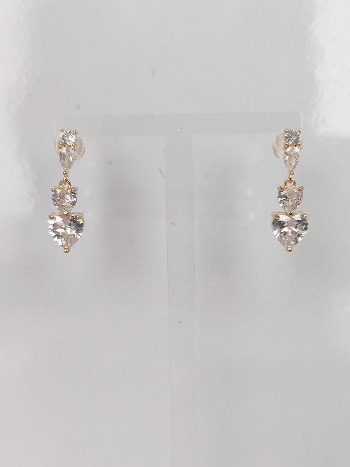 Gold Heart Drop Earrings 3540