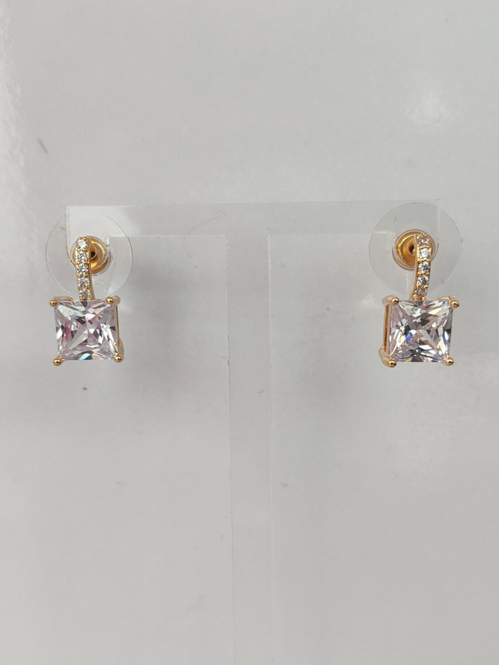Gold Square Drop Earrings 3359