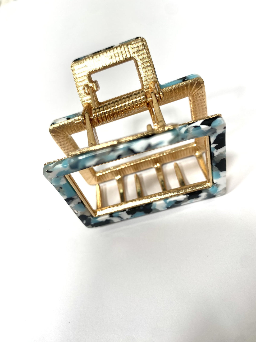 Teal/Black/White Speckled Gold Claw Clip 4863
