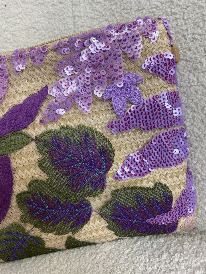 Purple Sequin Flower Clutch 314