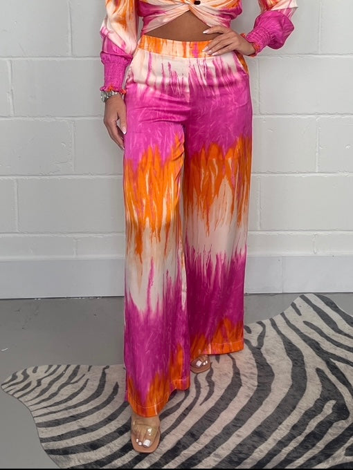 Pink & Orange Printed Trousers