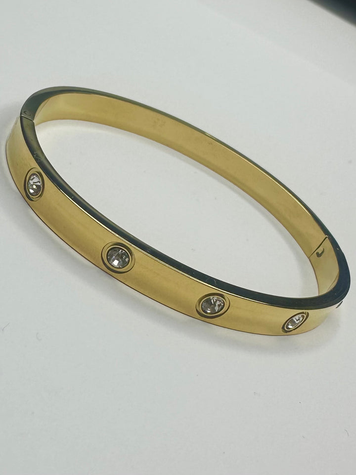 Gold Diamante Studded Bangle 9452