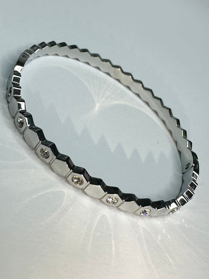 Silver Diamante Studded Jagged Bracelet 9457