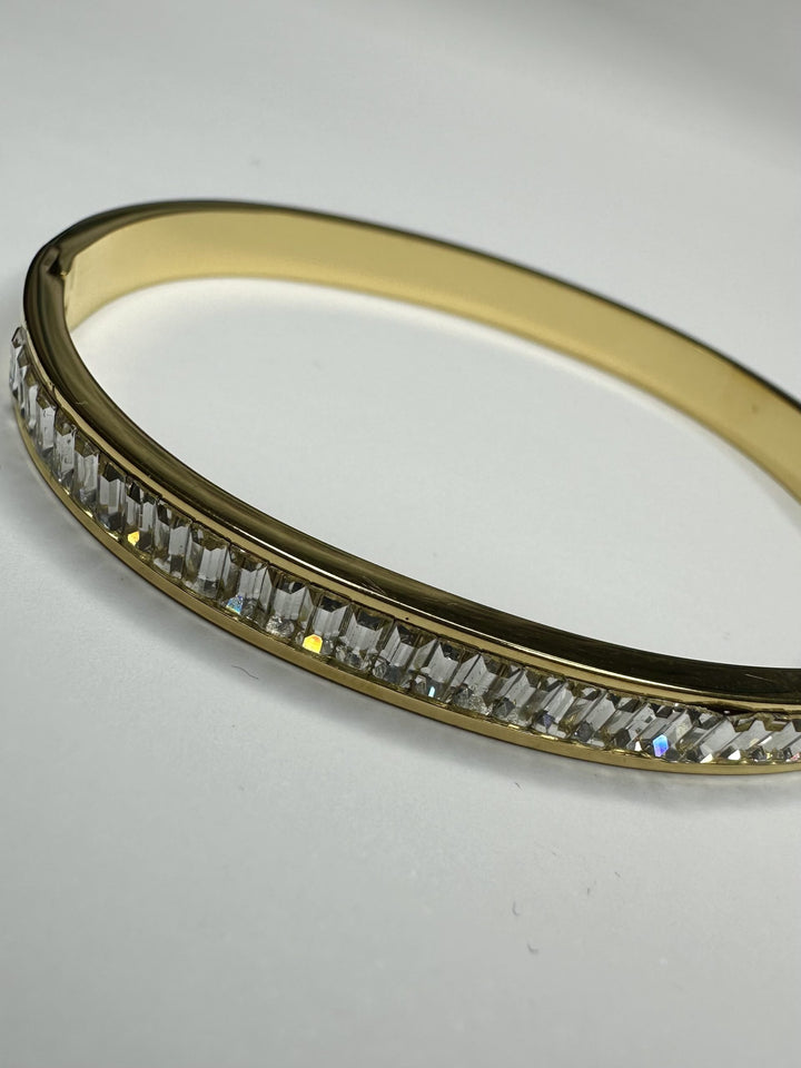 Gold Diamante Baguette Bangle 9459