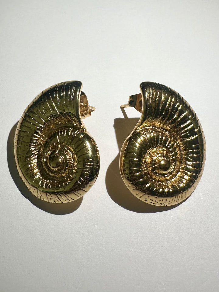 Gold Shell Stud Earrings 9763