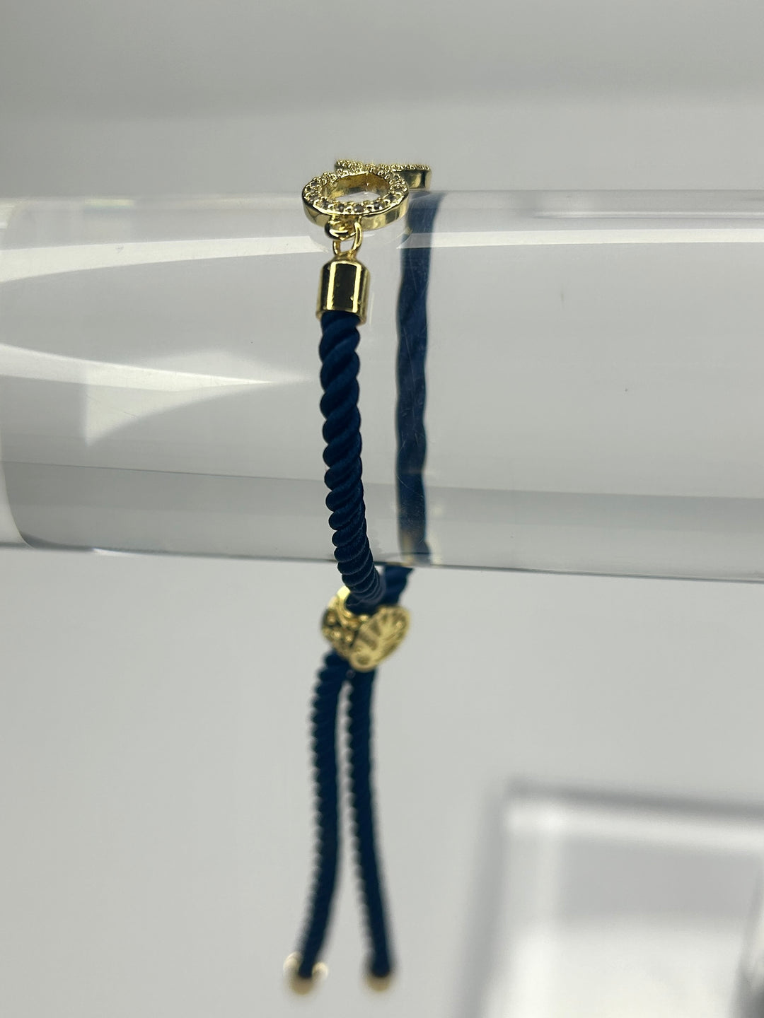 Navy Rope Gold Infinity Diamonte Adjustable Bracelet 8322