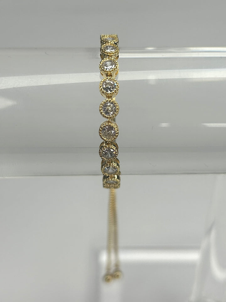 Gold Adjustable Bracelet With Diamante Stones 8307