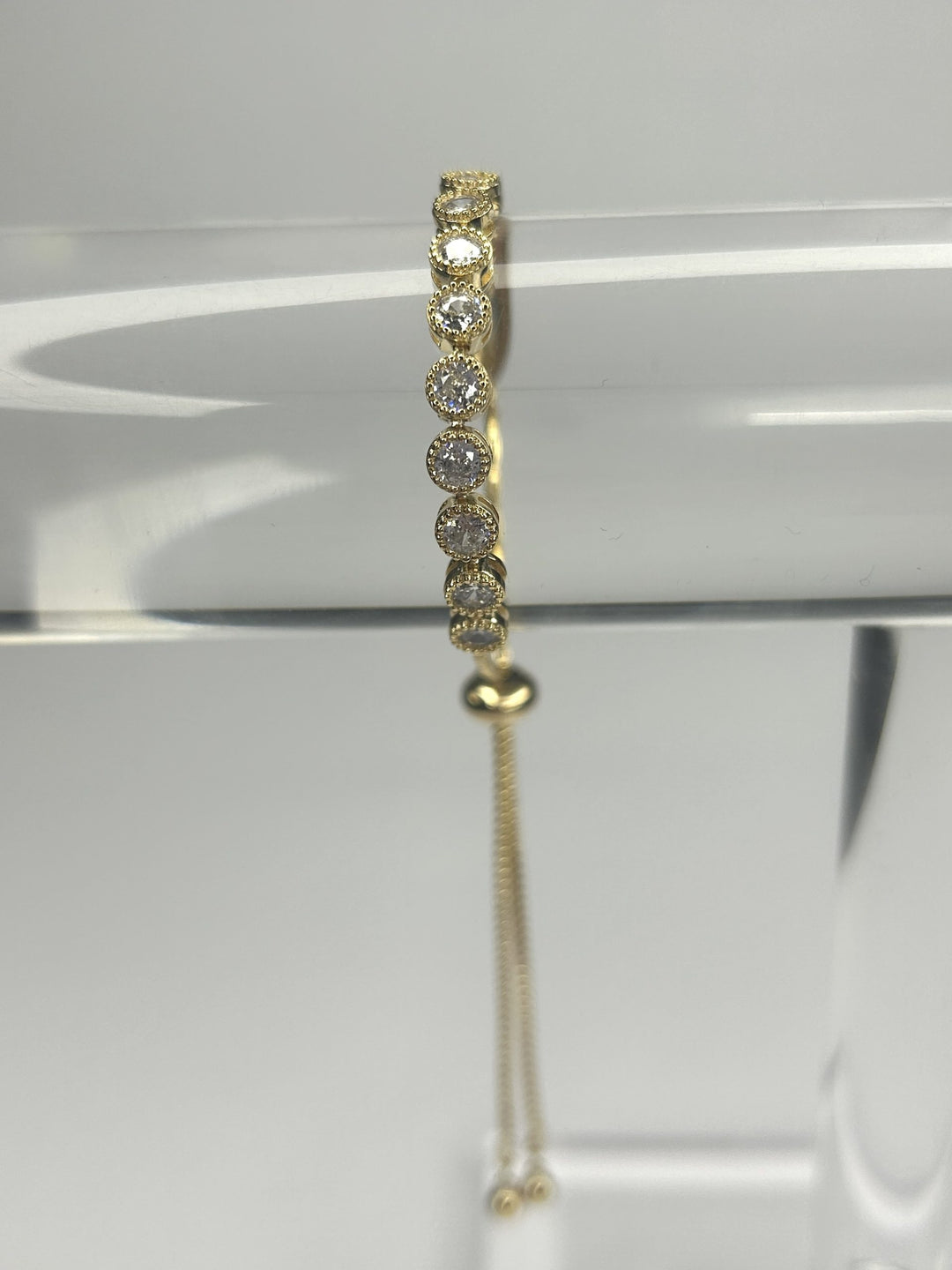 Gold Adjustable Bracelet With Diamante Stones 8307