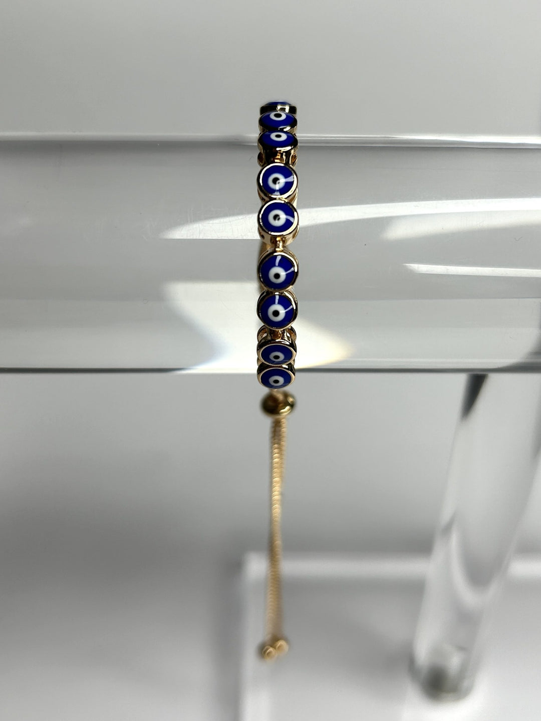 Gold Adjustable Blue Evil Eye Bracelet 8311