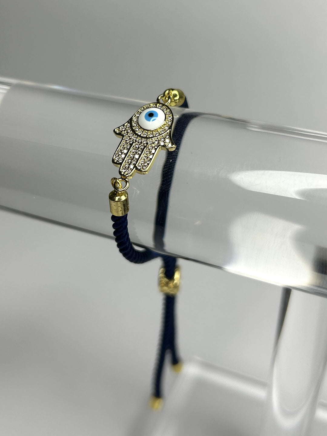 Navy Rope Gold Evil Eye Hand Bracelet 8321
