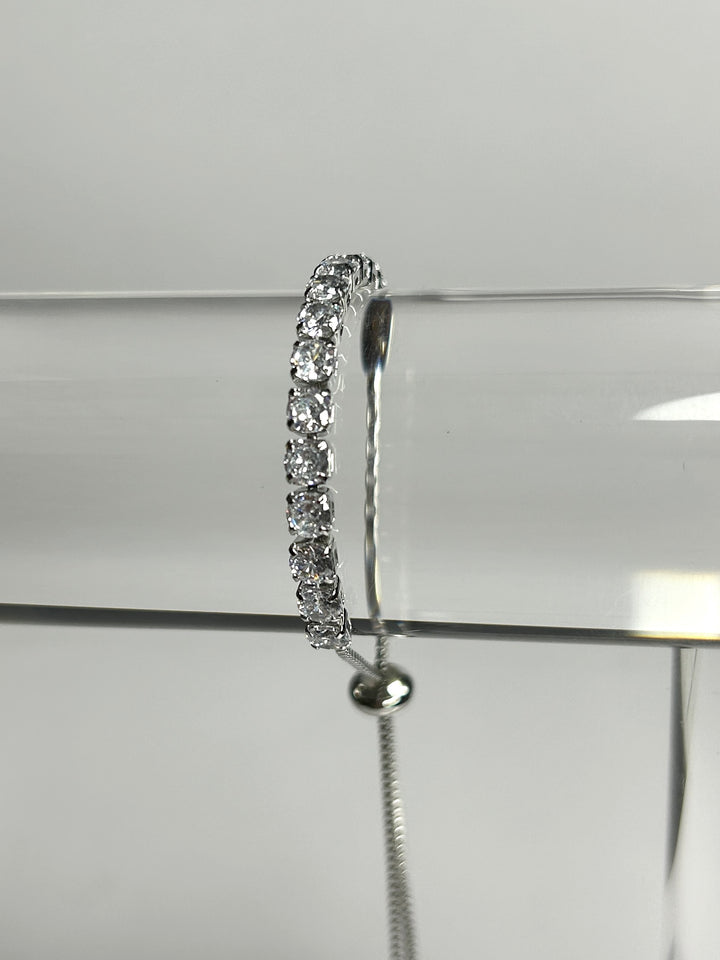 Silver Delicate Adjustable Gem Tennis Bracelet 8308