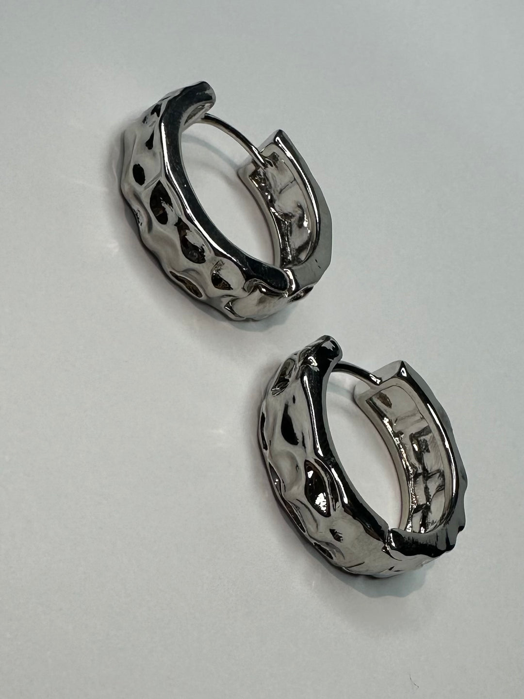 Silver Hammered Thick Hoops 9867