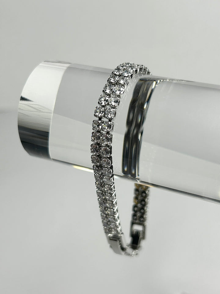 Silver Double Square Gem Bracelet 2442