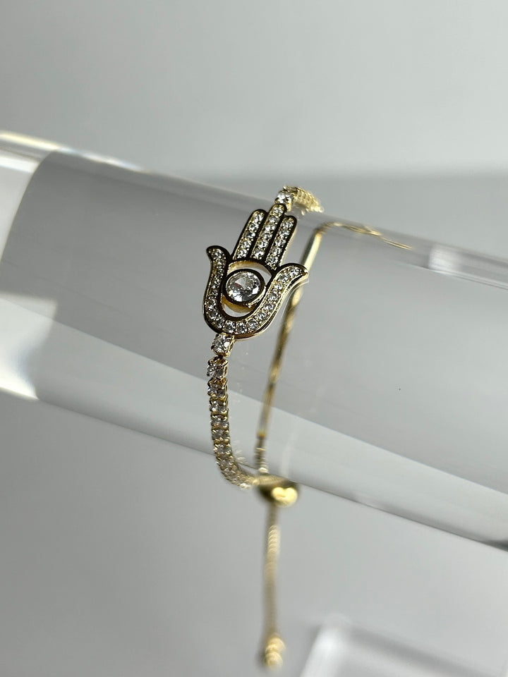 Gold Adjustable Fatima Hand Bracelet 3887