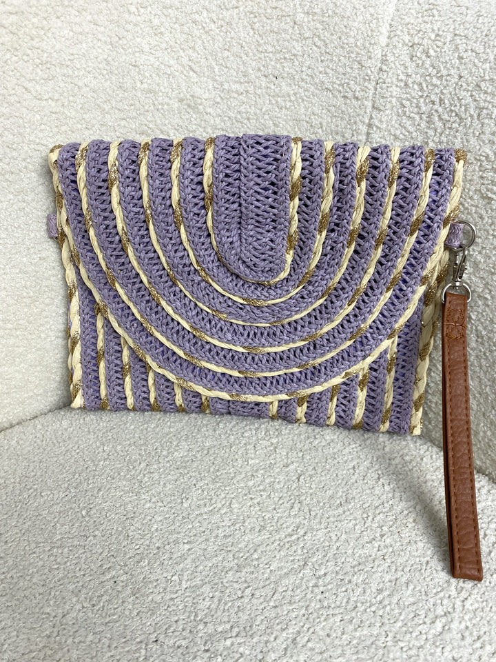 Lilac/Cream/Gold Envelope Clutch Bag 8584