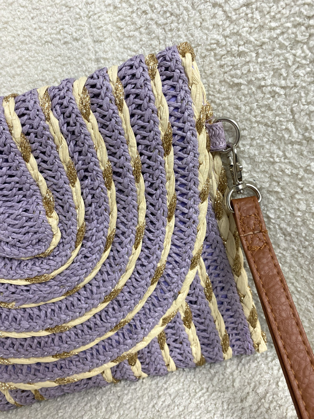 Lilac/Cream/Gold Envelope Clutch Bag 8584