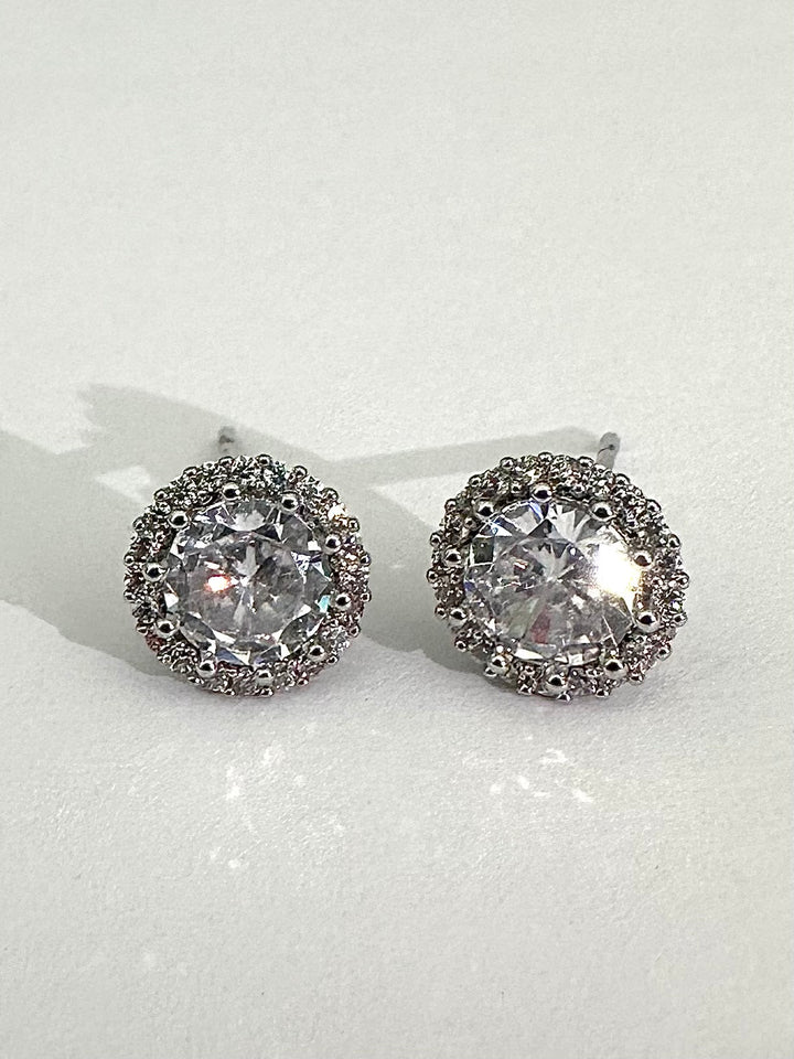 Silver Diamante Stud Earrings 539