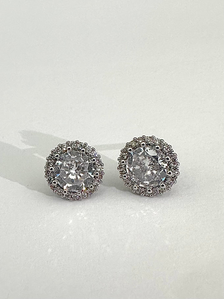 Silver Diamante Stud Earrings 539