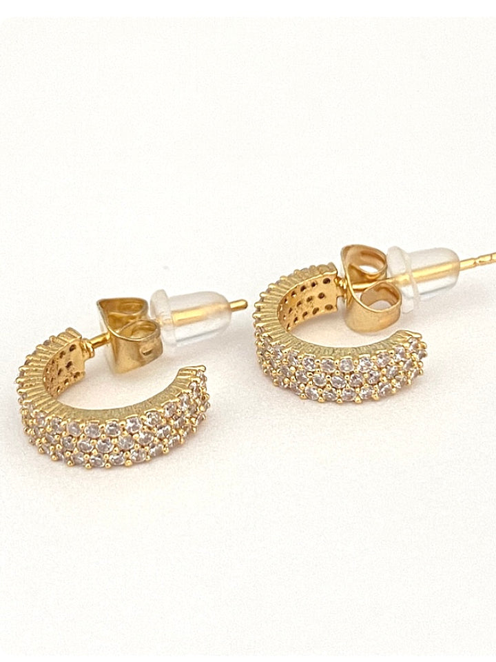 Gold Diamonté Half Hoop Earrings 795