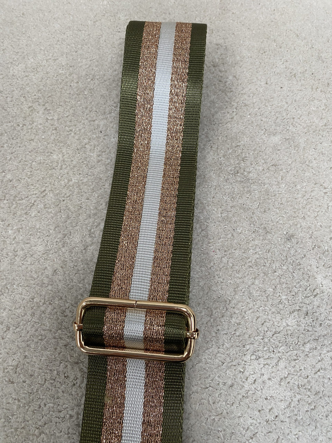 Olive/Rose Gold/Silver Triple Stripe Bag Strap 7347