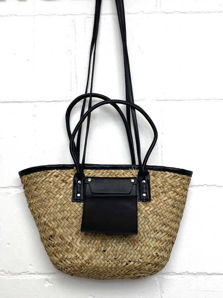 Black Detail Straw Woven Bag 907