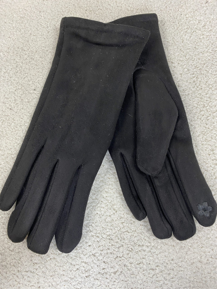 Black Suedette Touch Screen Gloves 7834