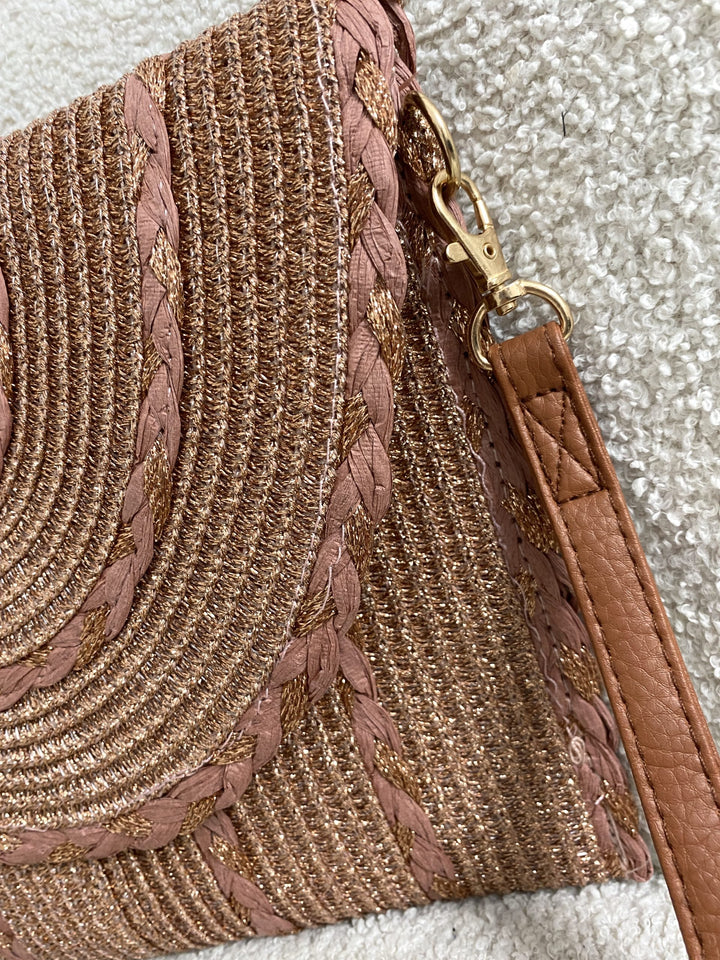 Rose Gold Woven Clutch Bag 9981