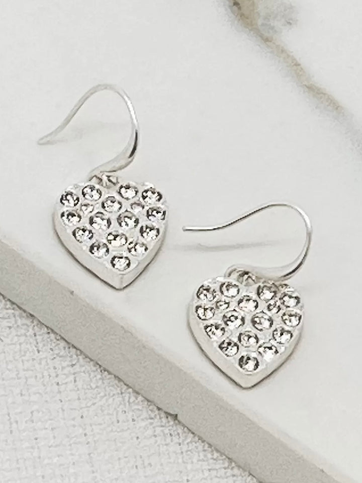 Silver Diamante Heart Earring 6855