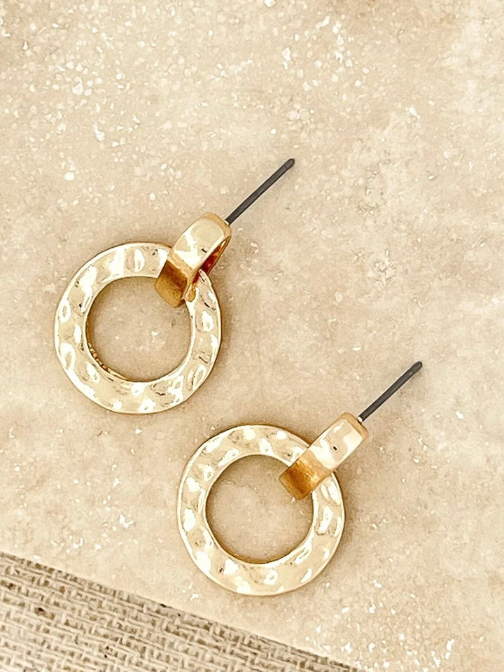 Gold Textured Circle Earring 6866